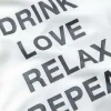 DRINK LOVE RELAX REPEAT Letter Print Ruched Cut Out T-shirt>MICAS New