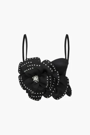 Embellished Floral Appliqué Bustier Top>MICAS Fashion