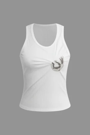 Embellished Ruched Tank Top>MICAS Clearance