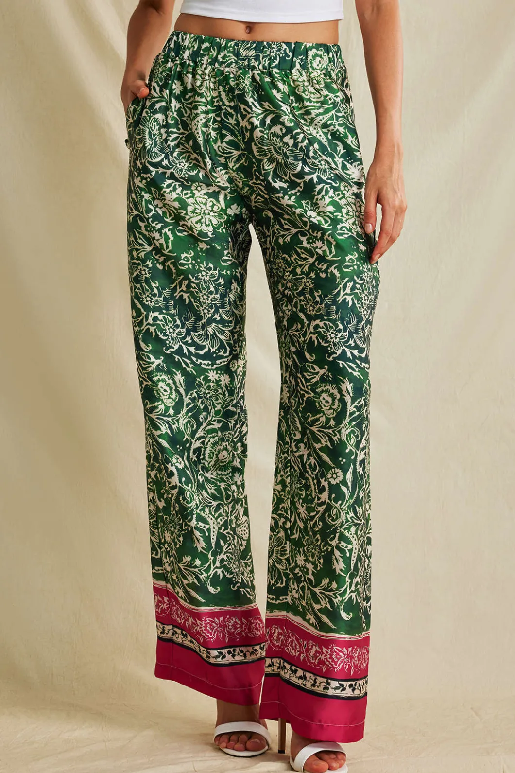 Ethnic Floral Print Wide Leg Pants>MICAS Clearance