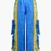 Ethnic Print Satin Knotted Cami Top and Wide Leg Pants Set>MICAS Hot