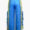 Ethnic Print Satin Knotted Cami Top and Wide Leg Pants Set>MICAS Hot