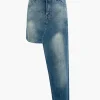 Faded Asymmetric Denim Mini Skirt>MICAS Discount
