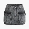 Faded Flap Pocket Cargo Denim Mini Skirt>MICAS Discount