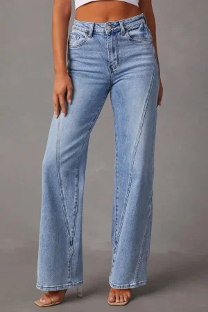 Faded Straight Leg Jeans>MICAS New