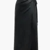 Faux Leather Asymmetrical High Waist Tie-Up Skirt>MICAS Best