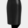 Faux Leather Asymmetrical Ruched Skirt>MICAS Hot