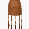 Faux Leather Braiding Fringe Mini Skirt>MICAS Fashion