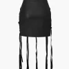Faux Leather Braiding Fringe Mini Skirt>MICAS Fashion