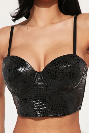 Faux Leather Bustier Cami Top>MICAS Outlet