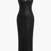 Faux Leather Bustier Slip Midi Dress>MICAS Online