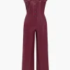 Faux Leather Button Jumpsuit>MICAS Clearance