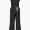 Faux Leather Button Jumpsuit>MICAS Clearance