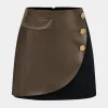 Faux Leather Button Mini Skirt>MICAS Online