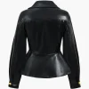 Faux Leather Button Ruched Jacket>MICAS Best