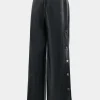 Faux Leather Button Wide Leg Trousers>MICAS Hot