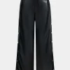 Faux Leather Button Wide Leg Trousers>MICAS Hot