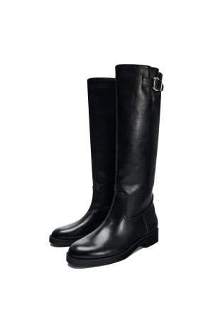 Faux Leather Chunky Heel Round Toe Mid Calf Boots>MICAS Discount