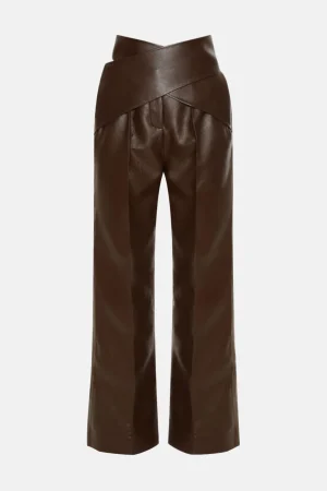 Faux Leather Crossed Trousers>MICAS Clearance