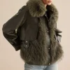 Faux Leather Fur Patchwork Coat>MICAS Fashion
