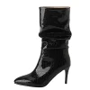 Faux Leather High Heel Pointed Ankle Boots>MICAS Discount