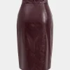 Faux Leather High Waist Split Skirt>MICAS Outlet