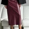 Faux Leather High Waist Split Skirt>MICAS Discount