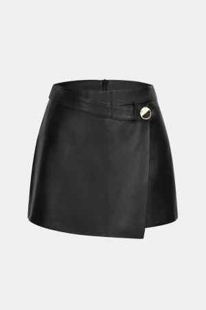 Faux Leather High Waist Skort>MICAS Sale