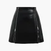 Faux Leather High Waist Zipper Skirt>MICAS Fashion
