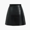 Faux Leather High Waist Zipper Skirt>MICAS Fashion