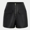Faux Leather High Waist Zipper Pocket Shorts>MICAS Discount