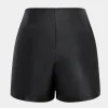 Faux Leather High Waist Zipper Pocket Shorts>MICAS Discount