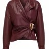 Faux Leather Metallic Buckle Jacket>MICAS Best