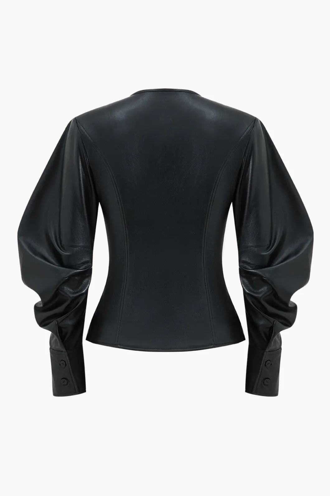 Faux Leather Metallic Button Jacket>MICAS Discount