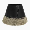 Faux Leather Patchwork Fur Skirt>MICAS Clearance