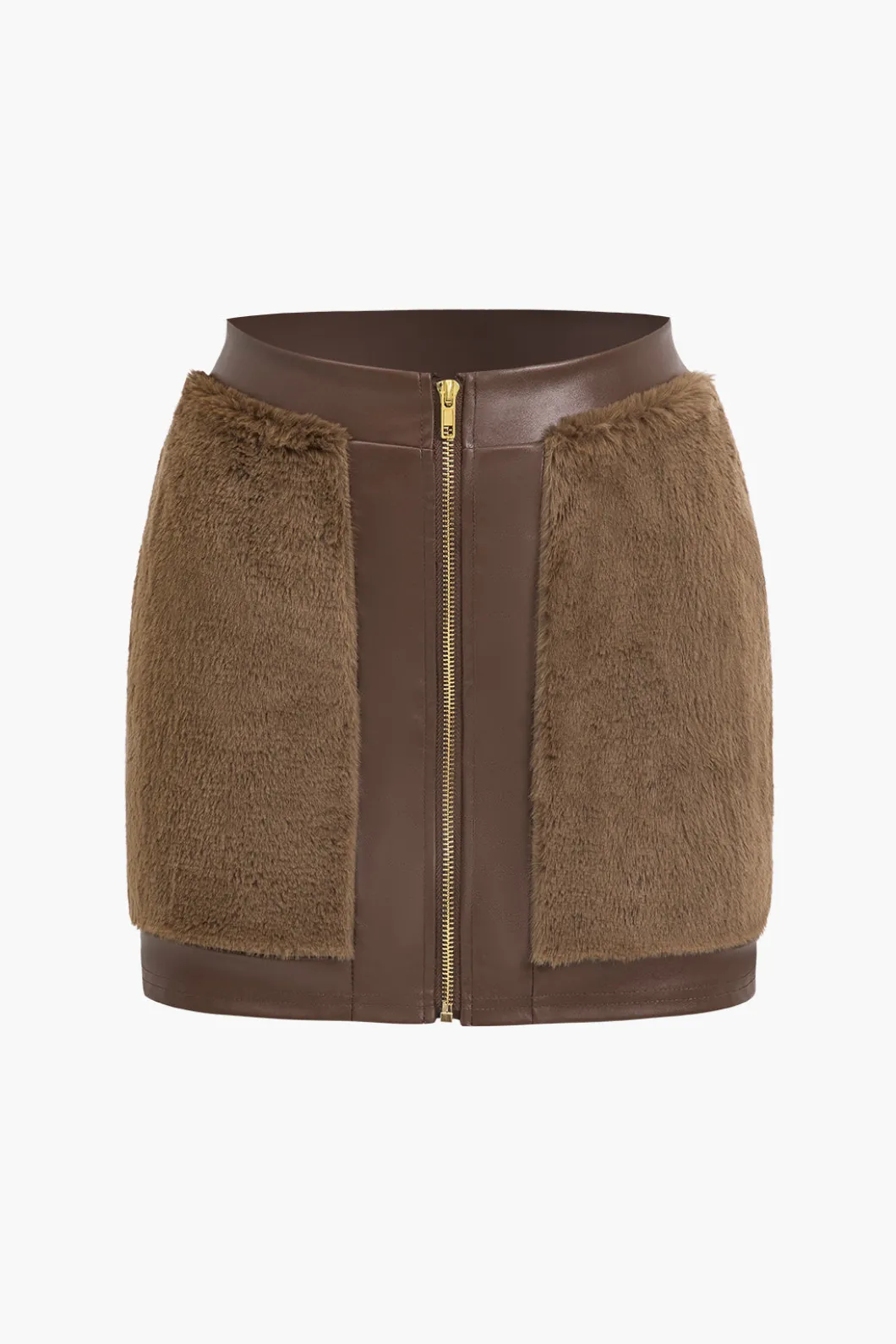 Faux Leather Patchwork Fur Skirt Set>MICAS Discount