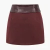Faux Leather Patchwork Mini Skirt>MICAS Discount