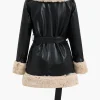 Faux Leather Patchwork Tie-Up Jacket>MICAS Sale