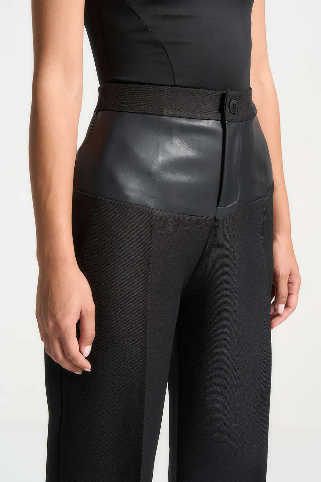 Faux Leather Patchwork Trousers>MICAS Clearance