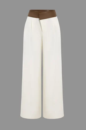 Faux Leather Patchwork Trousers>MICAS New