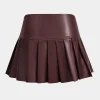 Faux Leather Pleated Skirt>MICAS Hot