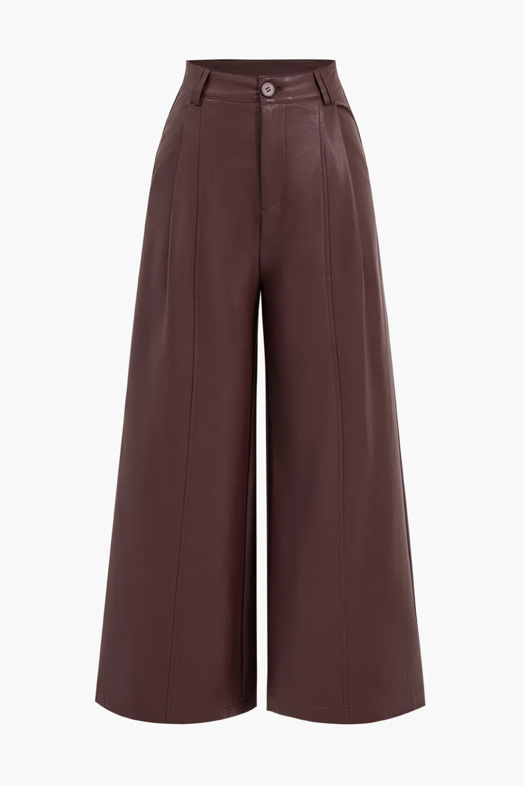 Faux Leather Pocket Wide Leg Trousers>MICAS Sale