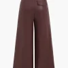 Faux Leather Pocket Wide Leg Trousers>MICAS Sale