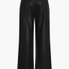 Faux Leather Pocket Wide Leg Trousers>MICAS Fashion