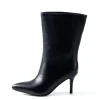 Faux Leather Pointed Toe Ankle Boots>MICAS Hot