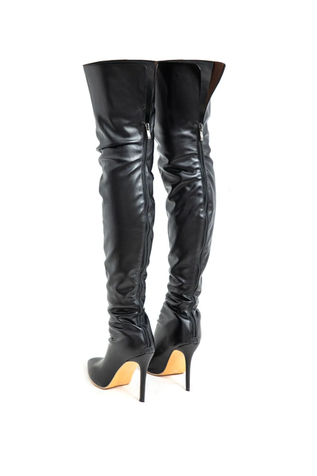 Faux Leather Pointed Toe Over The Knee Boots>MICAS Outlet