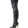 Faux Leather Pointed Toe Over The Knee Boots>MICAS Outlet