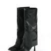 Faux Leather Pointed Toe Knee High Boots>MICAS Hot