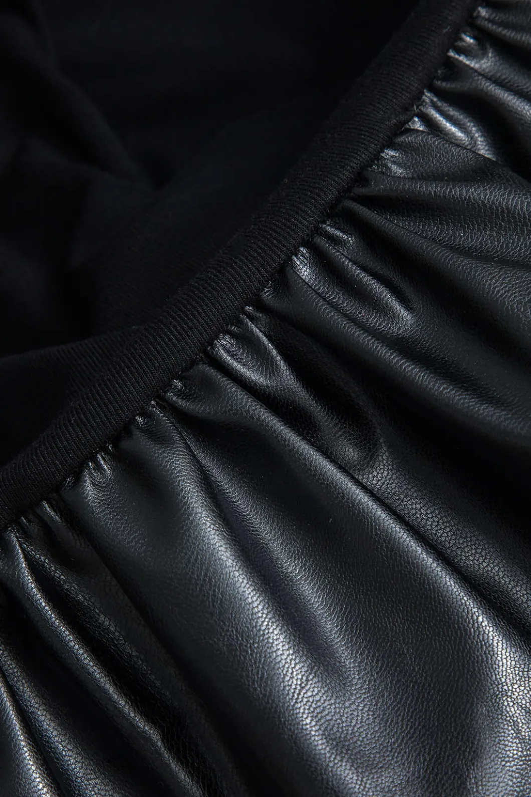 Faux Leather Round Neck Patchwork Mini Dress>MICAS New