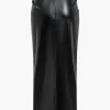 Faux Leather Ruched Skirt>MICAS Fashion